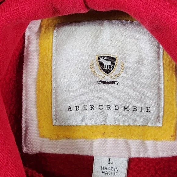 Abercrombie & Fitch Hoodie Womens‎ Large Red Authentic Vintage Sweatshirt Moose - Picture 5 of 13